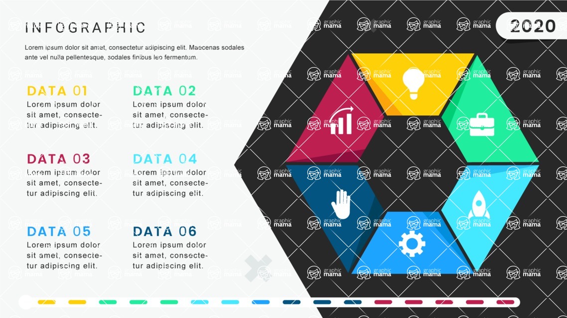 Infographic Templates Collection - Vector, Photoshop, PowerPoint, Google Slides - 6 Options Hexagon Infographic Template